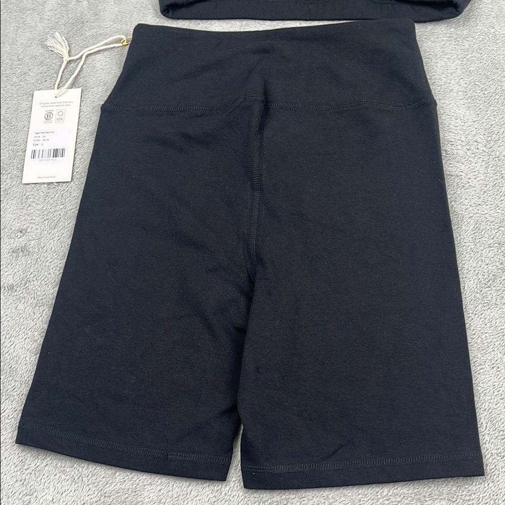NEW MATE The Label S Organic Cotton Stretch Black Sports Bra and‎ Shorts Set - Picture 12 of 13